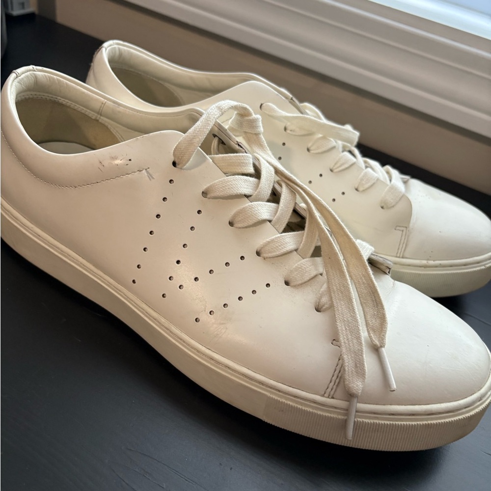 Men's Vince White Leather Sneakers